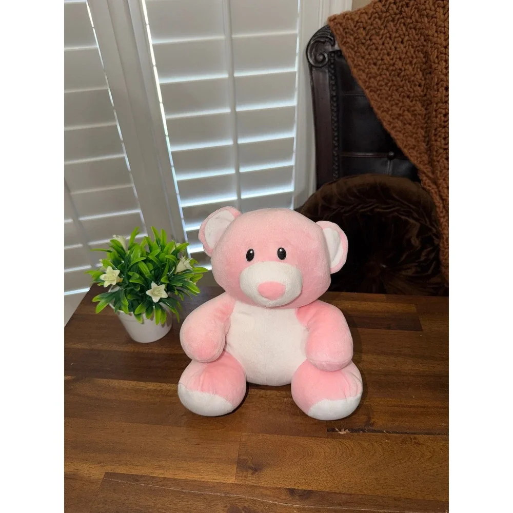Ty Pluffies Pinky the Bear Pink White Stuffed Animal Plush Toy 10 inch 2005